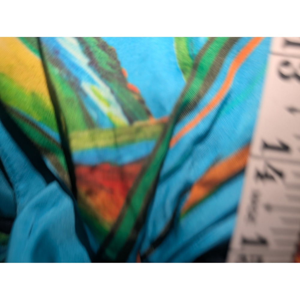 Farm Rio Womens Tropical Banana Print Mini Wrap Dress Blue Black Scarf Print - Picture 8 of 10